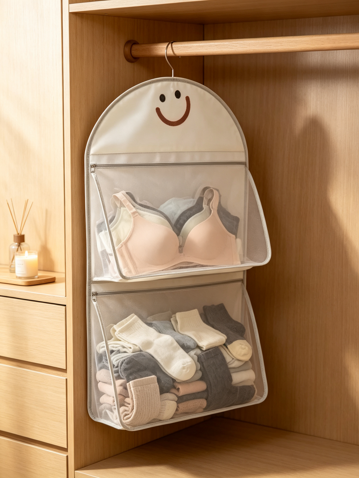 🧺 Hanging Organizer | Breathable Mesh Fabric | Closet & Bedroom Storage