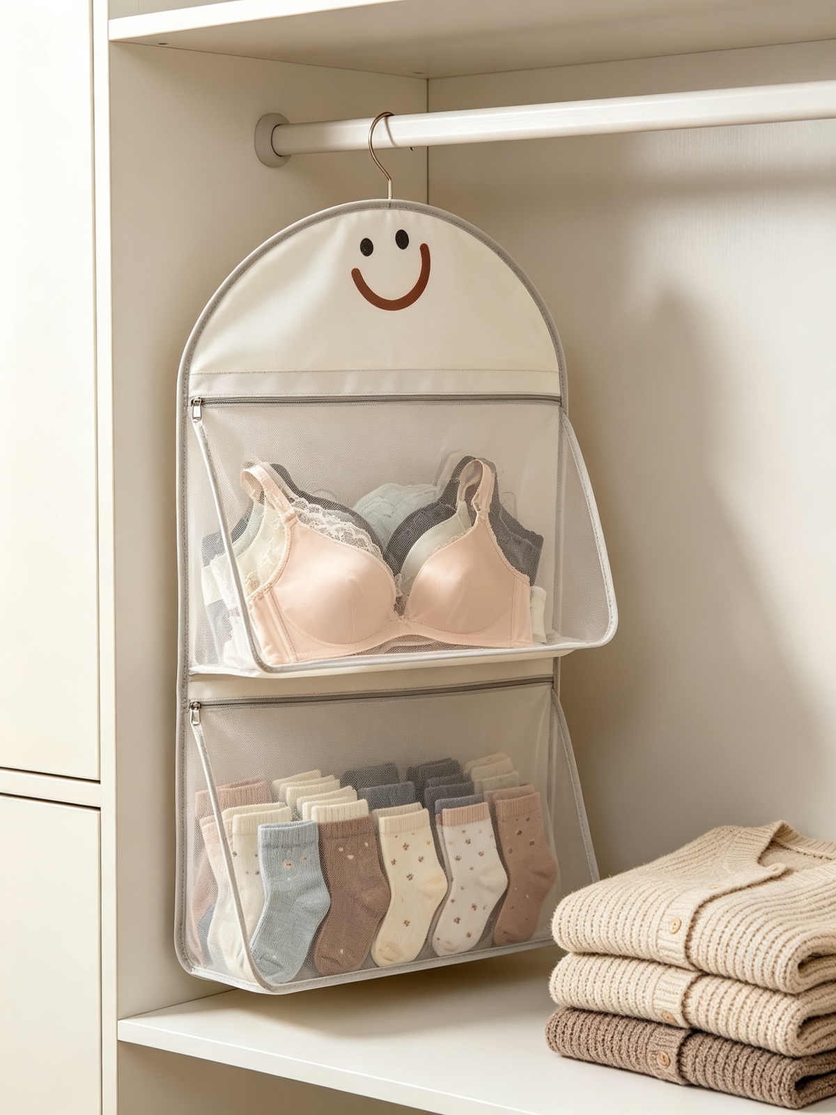🧺 Hanging Organizer | Breathable Mesh Fabric | Closet & Bedroom Storage