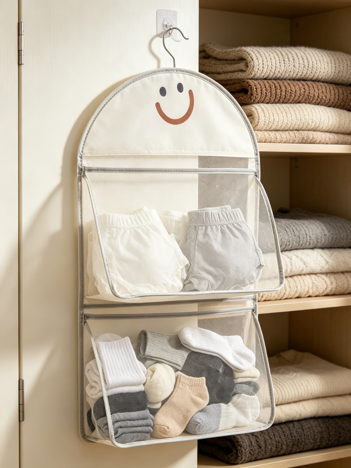 🧺 Hanging Organizer | Breathable Mesh Fabric | Closet & Bedroom Storage