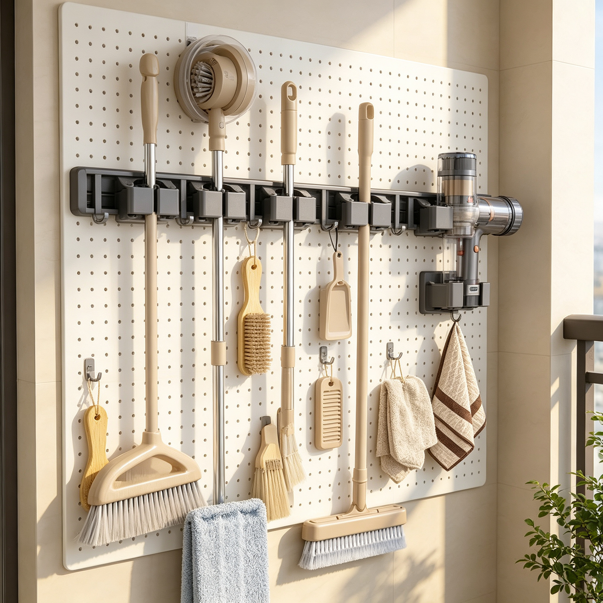 🧹 Wall-Mounted Mop & Broom Organizer