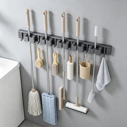 🧹 Wall-Mounted Mop & Broom Organizer