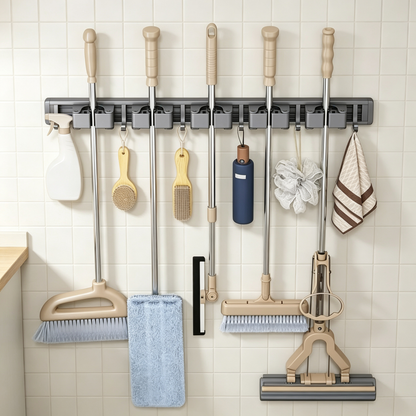 🧹 Wall-Mounted Mop & Broom Organizer
